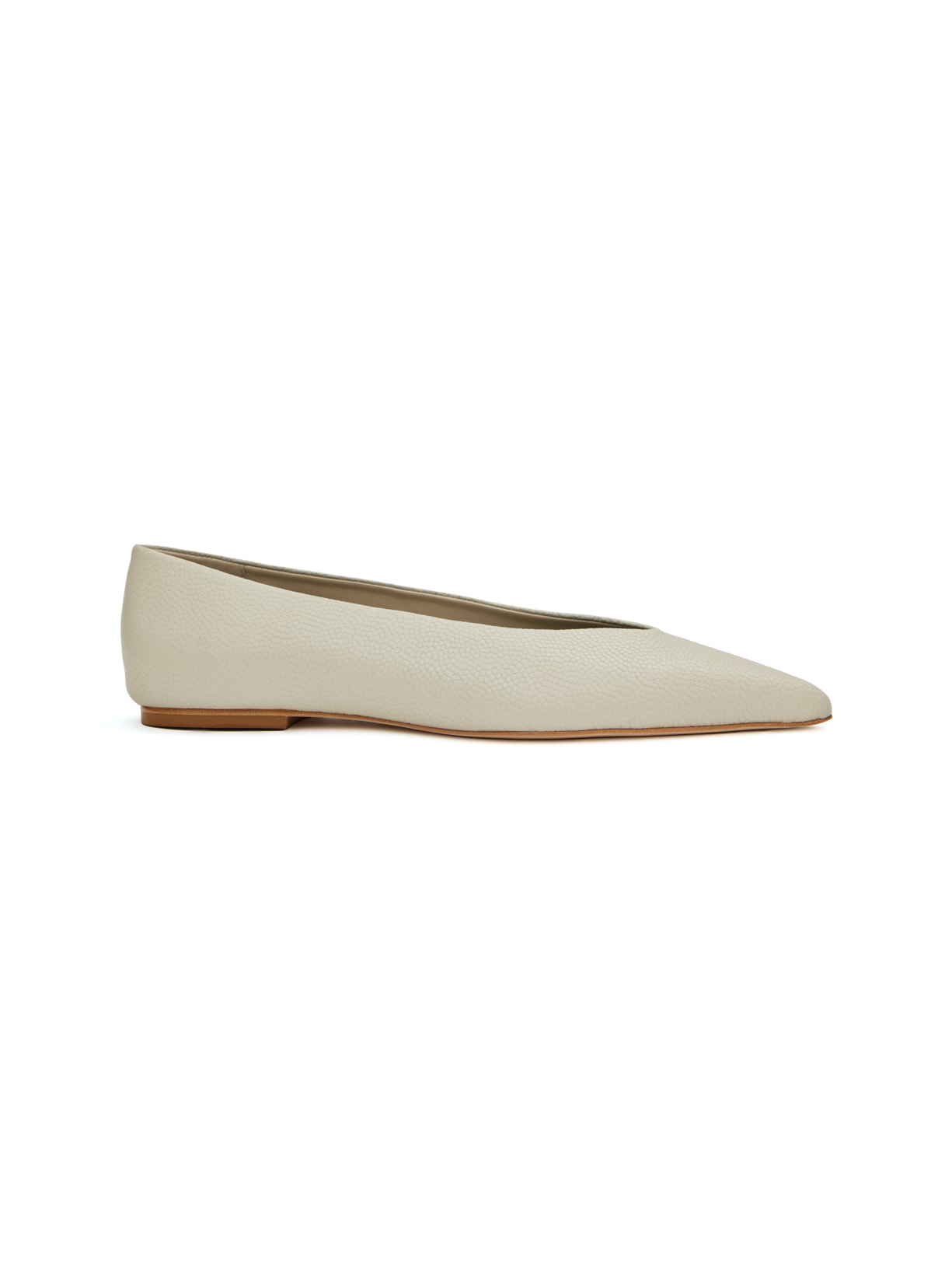 W26 Sapatilha Bico Fino Helena Vanilla em Couro
