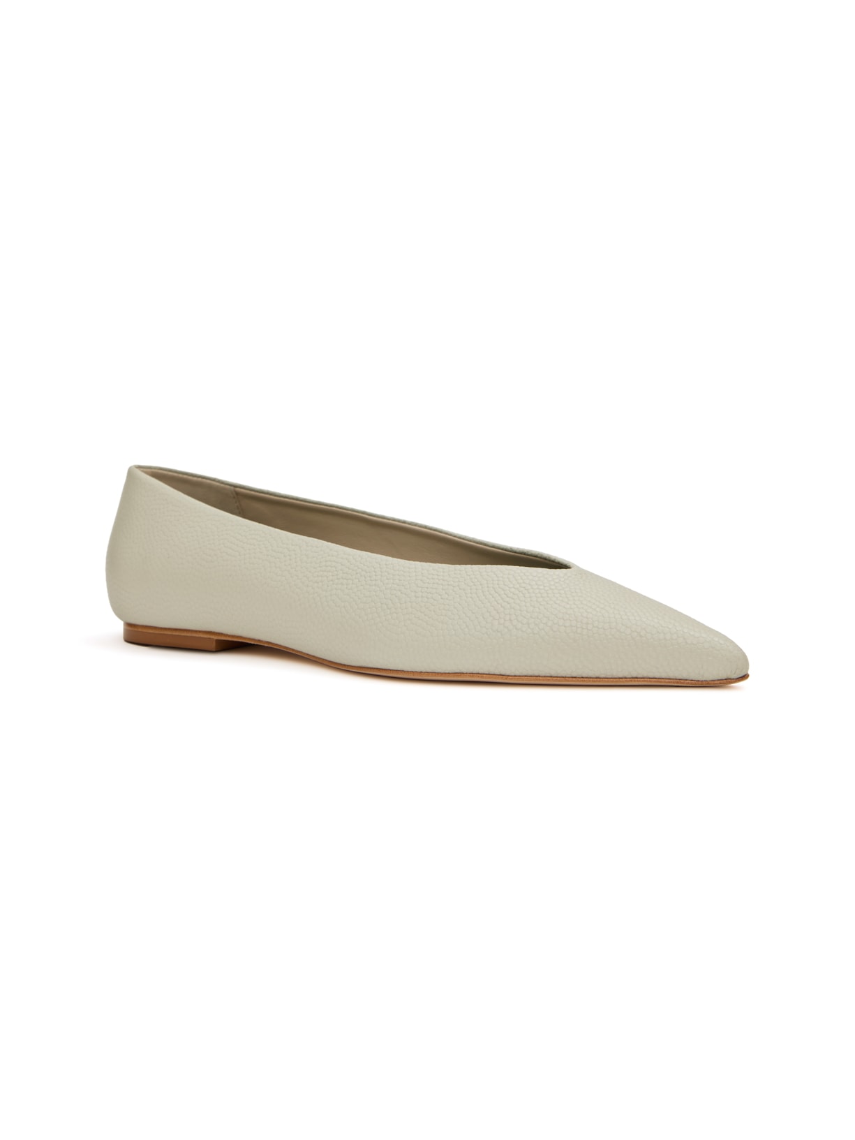 W26 Sapatilha Bico Fino Helena Vanilla em Couro Pura