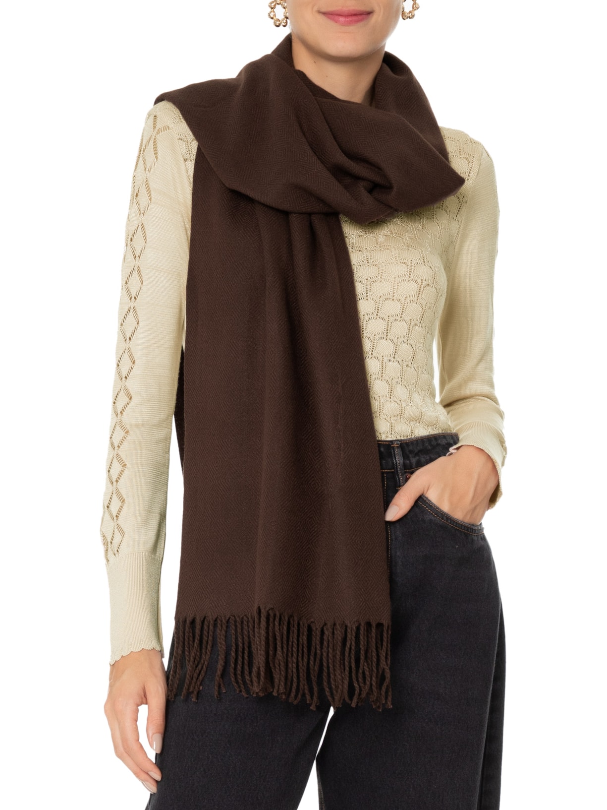 Xale Feminino Elza Café Marrom Le Lis