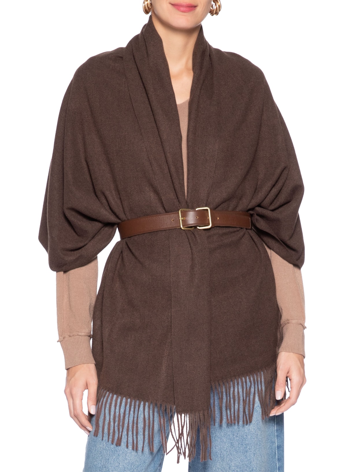 Xale Feminino Fran Marrom Le Lis