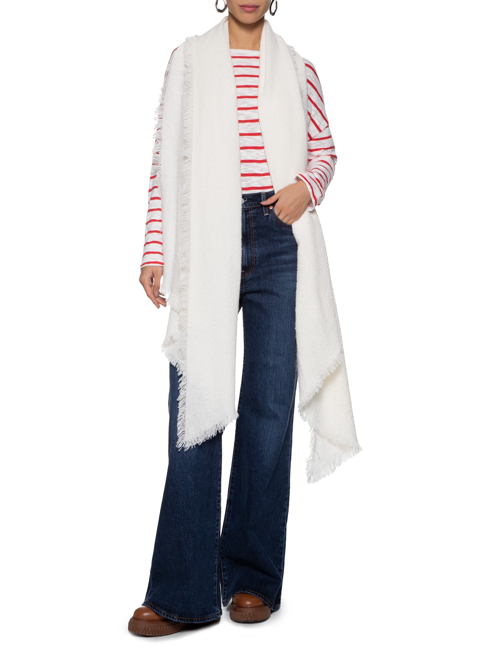 Xale Feminino Pashmina Bouclé Chanfrado - Shoulder - Off White