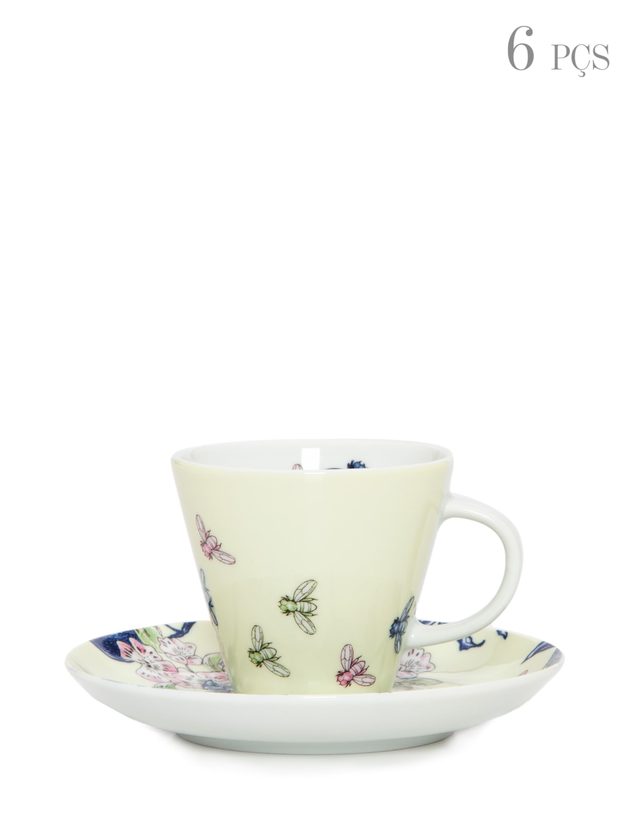 Xícara de Café Flor de Pera 06 Peças - Verde