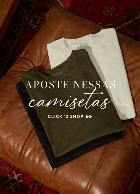 Modelos de camisetas básicas sobre poltrona