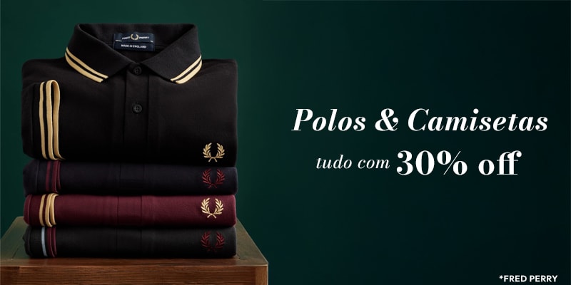 Polos & Camisetas tudo com 30% OFF