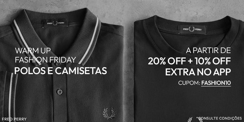 Só no App: Polos & Camisetas a partir de 20% OFF + 10% OFF Extra no Warm Up Fashion Friday!